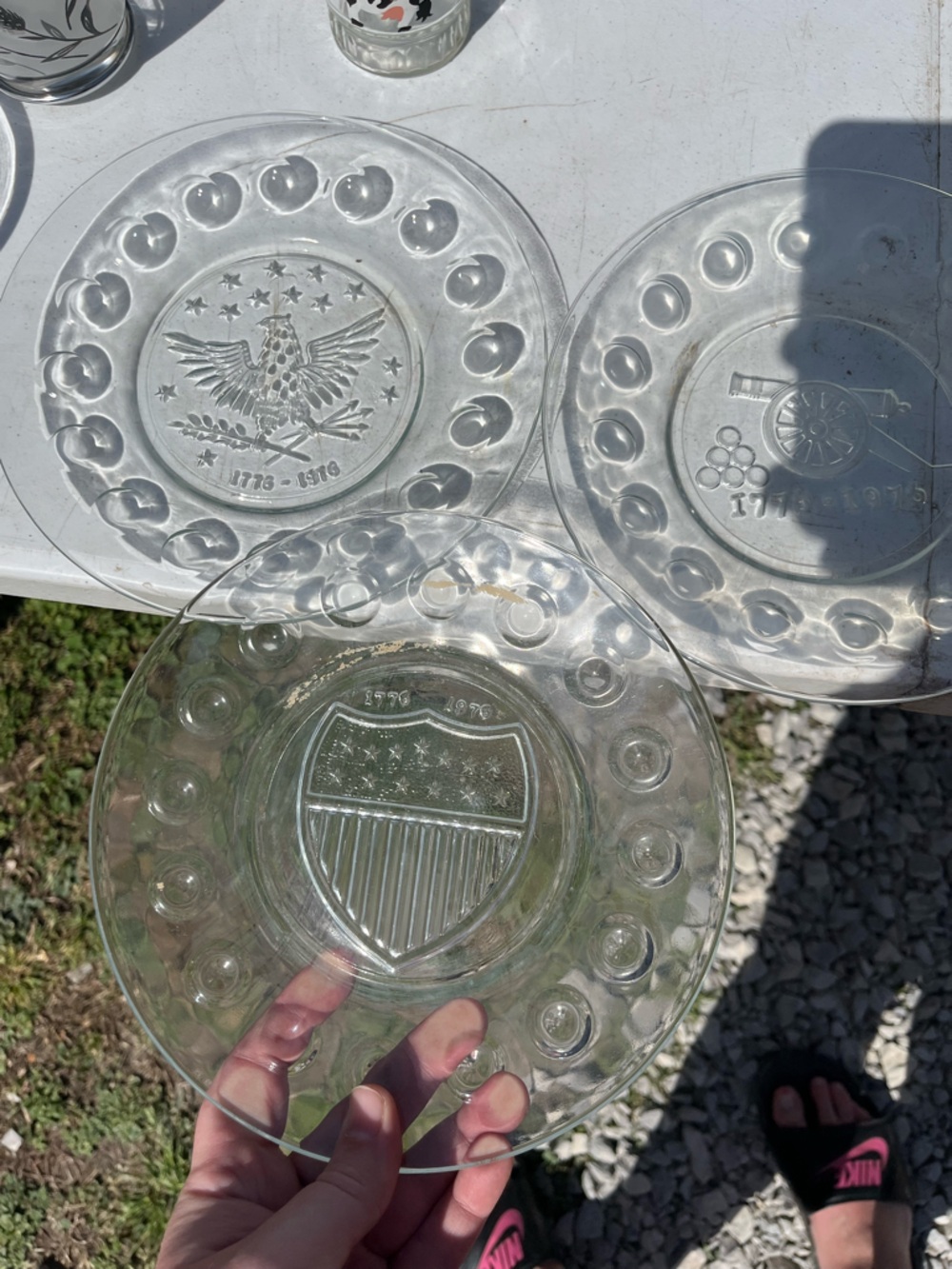 vintage Anchor Hocking clear glass commemorative plates